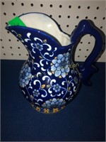 Blue and Yellow Floral Pitcher