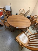45in Diameter Oak Table w/ (3) Chairs &
