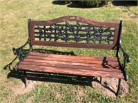 Wrought Iron Wood Bench