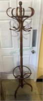 Wood coat and hat rack stand with umbrella base