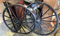 Two matched pair of wagon wheels from the Amish