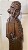 Large carved wood lady figure holding a book - 38