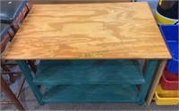 3 level pine wood side table stand w/stained