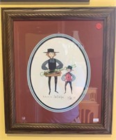 Framed P Buckley Moss print - two Amish boys - one