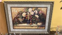 Large framed print of a flower vase with peonies