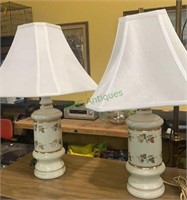 Pair of matching ceramic table lamps - one has