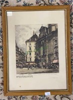 Vintage engraving of a European street scene