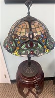 Stained glass table lamp with a bell shaped