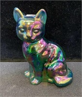 Gold iridescent Fenton cat figurine 3 1/2 inches