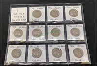 Coins - lot of 11 buffalo nickels with dates