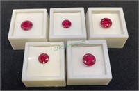 Gemstones - lab created Ruby - lot of five(1273)