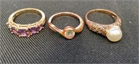 Lot of three costume jewelry rings size 10(1052)