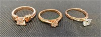 Lot of three costume evening rings size 10(1052)