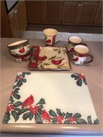 Cardinal Theme Mugs, Plate