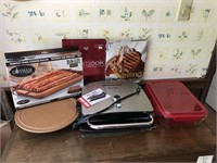 George Foreman grill and kitchen items;
