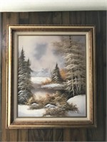 Signed winter landscape painting