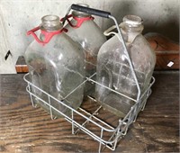 Milk crate with 3 bottles