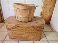 Picnic Basket - 21"Wx12"Dx11"H & Apple Basket w/