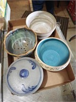 Rowe Handcrafted Pottery Pot & Other Pottery Pcs.