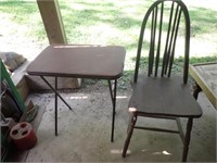 Antique Windsor Chair & Padded Folding Table