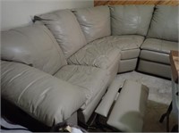 Leather Sectional Sofa w/ Built In Recliner &