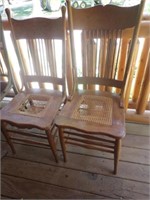 (2) Antique Chairs w/ Cane Seat - One Needs