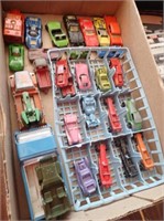 Box w/ Hot Wheels, Match Box & Tootsie Cars