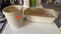 Pampered Chef Stoneware Loaf Pan and a bread