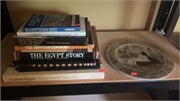 10 Egyptian Books and Round Egyptian Wall Hanging