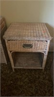 Wicker End Table with One Drawer