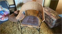 Wicker Chair, Side Table and Tissue Holder