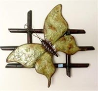 ASIAN DESIGN TIN WALL DÉCOR - BUTTERFLY AND BAMBOO