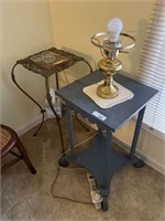 Two side tables and lamp