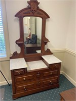 Victorian Drop Center Dresser with Marble
