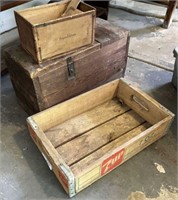 7-Up wooden case and wooden box