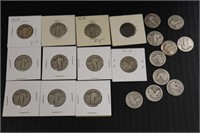 Standing Silver Liberty Quarters