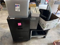 Two drawer file cabinet, shredder, other