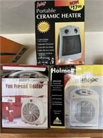 Three small electric heaters