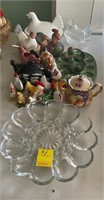 Lot of Rooster Figurines and Egg Plates