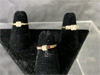 Three 14K Gold Diamond Rings, Sz. 6