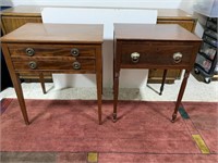 Two Antique Work Tables, One w/ Two Drawers and