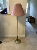 Gold metal and wood lamp with shade