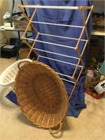 Laundry items. three laundry baskets hanger hooks