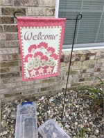 Outdoor iron flag holder with 11 flags