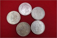 5 - 1921 Morgan Dollars
