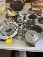 Large Lot of Pewter and One Silver Piece