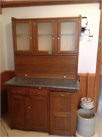 vintage kitchen cupboard, 2 pc, 1 door needs glued
