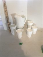 Aprx 18 milk glasses & pitcher