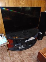 Tv stand, Vizio 55" flat screen tv w/ remote, --