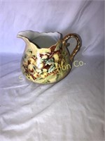 Hand painted porcelain pitcher w/ handle